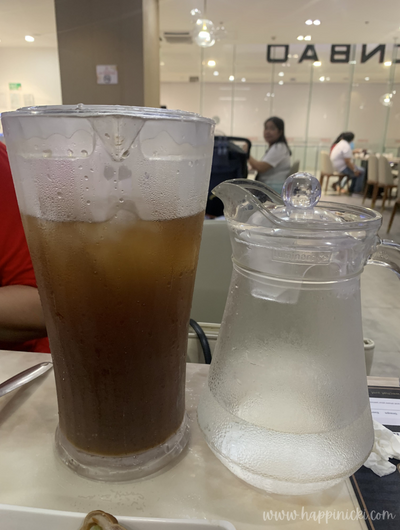 iced tea and water