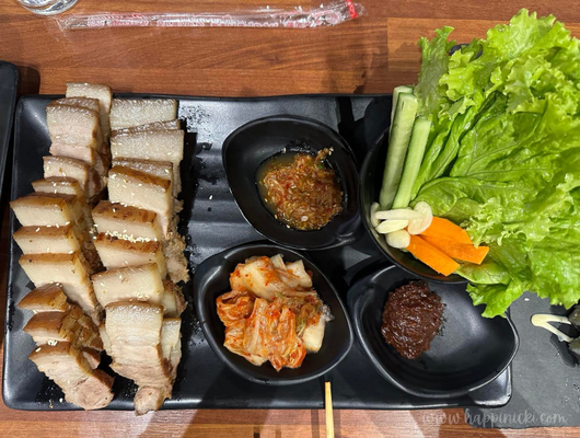 bossam, pork shoulder, ssambap, korean lettuce wrap, kimchi