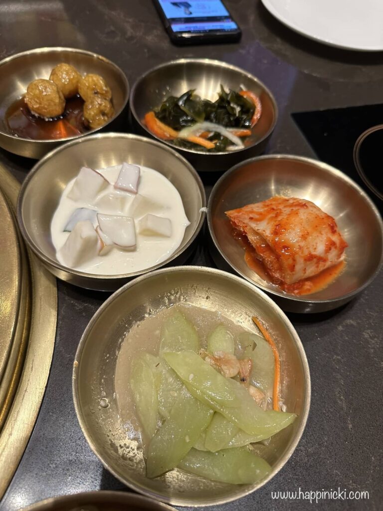 side dishes, korean side dishes, kimchi, potato balls, salad, authentic korean side dishes
