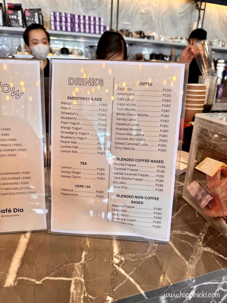 cafe dia menu