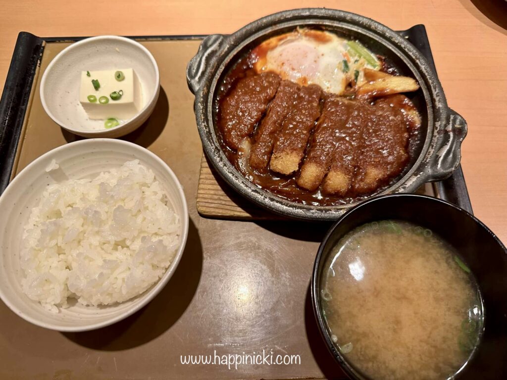 pork cutlet, miso sauce, teishoku, yayoiken, yayoi japan