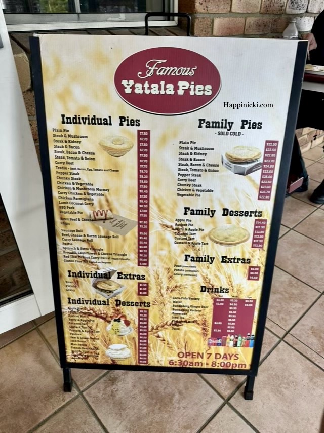 yatala pies menu